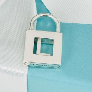 Tiffany & Co Sterling Silver Letter L Alphabet Initial Padlock Charm Pendant